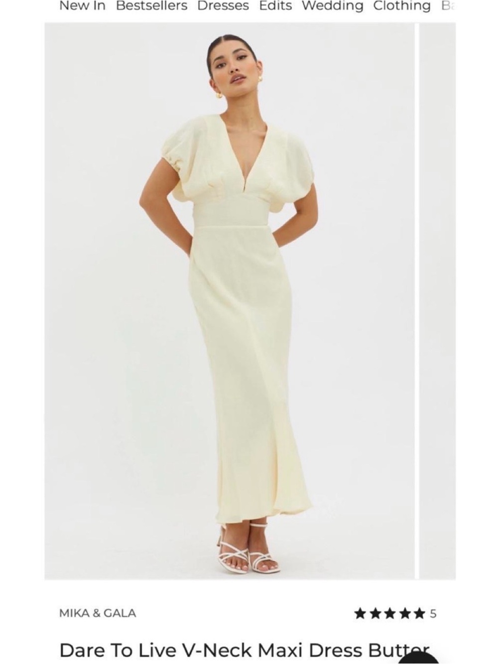 Selfie Leslie V-Neck Maxi Dress in Butter